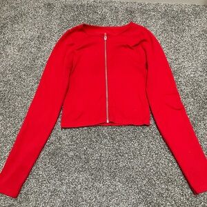 Chic Red Zippered Crop Top